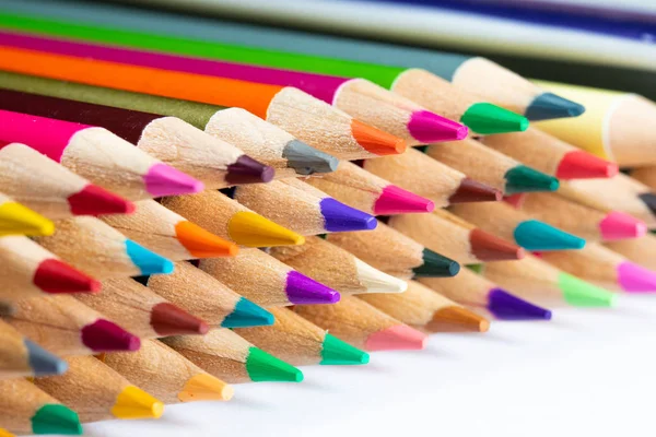 close up of Colored sharpened pencils