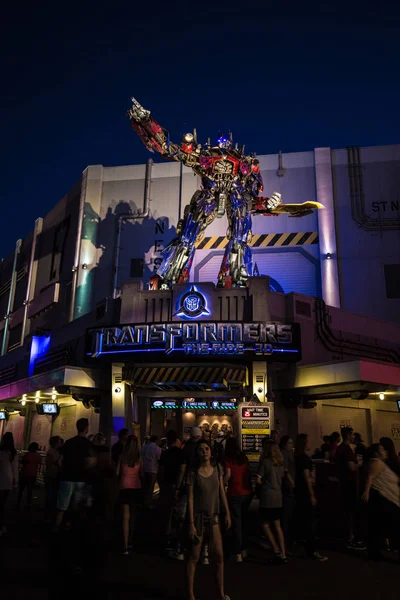 Orlando Usa March 2017 Entrance Transformers Ride Universal Studios Night — Stock Photo, Image