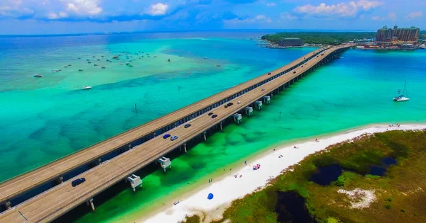 Vue Aérienne Pont Sur Redneck Beach Panama City Floride États — Photo