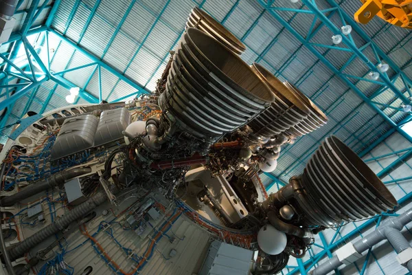 Apollo Saturno Center Hangar Spaziale Con Razzo Kennedy Space Center — Foto Stock