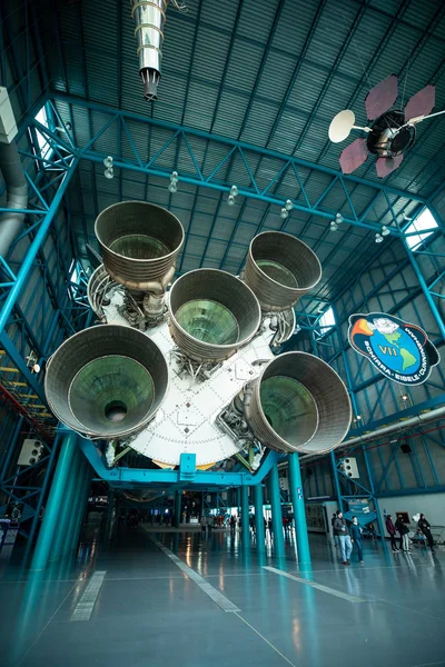 Apollo Saturno Center Hangar Spaziale Con Razzo Kennedy Space Center — Foto Stock