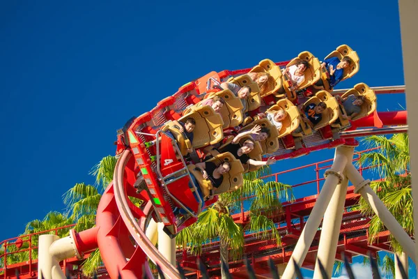 Mensen Roller Coaster Ride Rockit Rip Universal Orlando Resort Orlando — Stockfoto