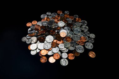 Amerikan Doları Altın ve gümüş paralar arka plan 