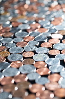 Amerikan Doları Altın ve gümüş paralar arka plan 