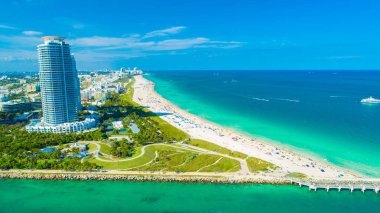 Miami Beach, South Beach, Florida, ABD havadan görünümü