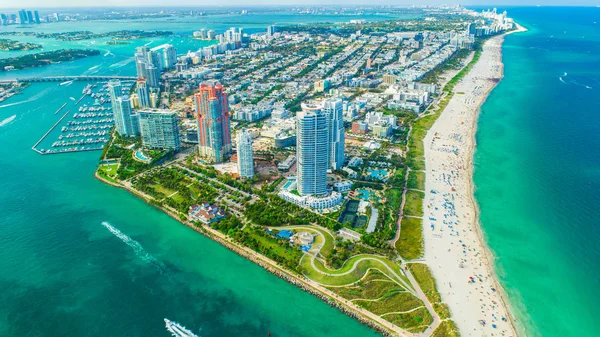 Miami Beach, South Beach, Florida, ABD havadan görünümü