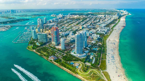 Miami Beach, South Beach, Florida, ABD havadan görünümü