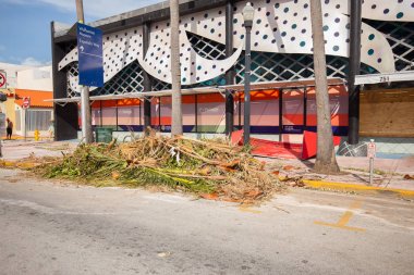 Miami Beach, Florida, ABD - 11 Eylül 2017: Irma Kasırgası'ndan sonra City Miami Beach