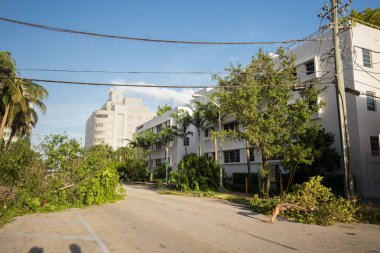 Miami Beach, Florida, ABD - 11 Eylül 2017: Irma Kasırgası'ndan sonra City Miami Beach