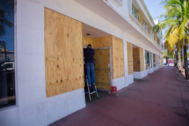 Abd. Florida. Miami Beach, Eylül 2017: Miami Beach Şehri Irma kasırgasına hazırlanıyor. Florida. Abd.