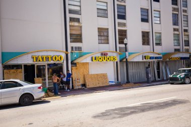 Abd. Florida. Miami Beach, Eylül 2017: Miami Beach Şehri Irma kasırgasına hazırlanıyor. Florida. Abd.