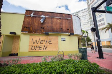 Miami Beach, Florida, ABD - 11 Eylül 2017: Irma Kasırgası'ndan sonra City Miami Beach