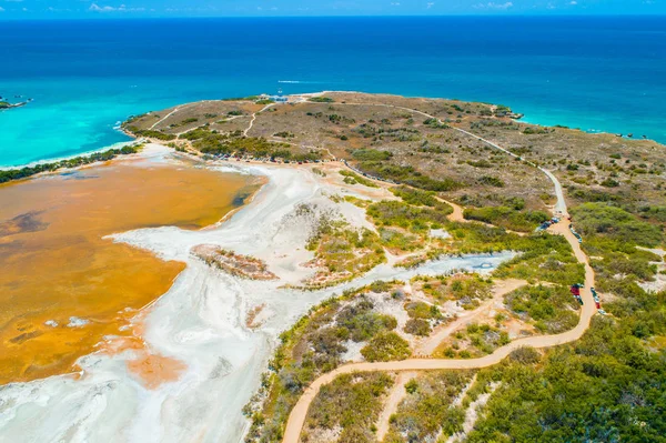 Vista Aérea Playa Sucia Lagos Salados Punta Jaguey Puerto Rico — Foto de Stock