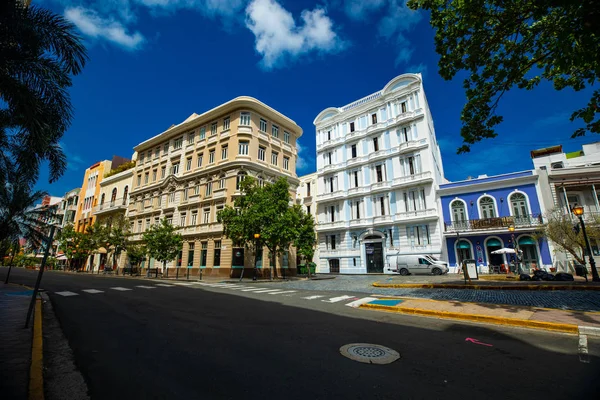 Färgade Byggnader Och Gata Historic District Old San Juan Puerto — Stockfoto
