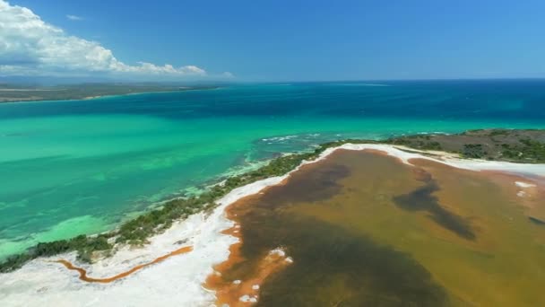 Luchtfoto Van Playa Sucia Strand Zoutmeren Punta Jaguey Puerto Rico — Stockvideo