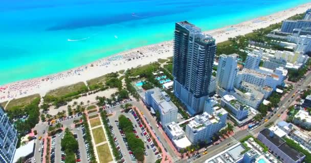 Αεροφωτογραφία Του South Beach Miami Beach Φλόριντα Ηπα — Αρχείο Βίντεο