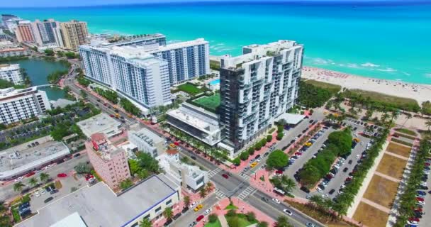 South Beach Miami Beach Florida Abd Havadan Görünümü — Stok video