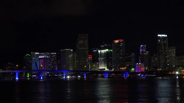 迈阿密市中心的夜景 佛罗里达 — 图库视频影像
