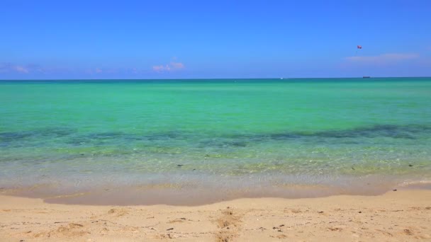 Plaj Mavi Gökyüzü Arka Planda Atlantik Okyanusu Miami Plajı South — Stok video