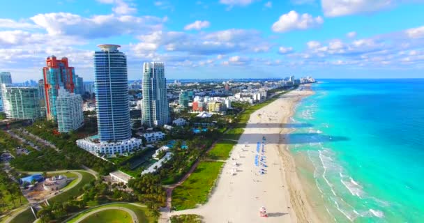 Αεροφωτογραφία Του South Beach Miami Beach Φλόριντα Ηπα — Αρχείο Βίντεο