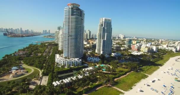 サウスビーチ マイアミビーチ フロリダ州 アメリカ合衆国の航空写真ビュー — ストック動画