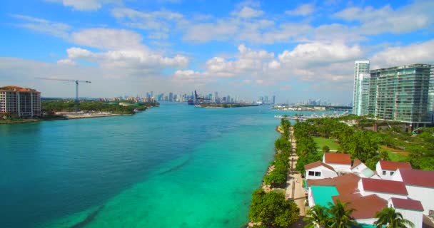 Miami Beach Florida Abd Deki Körfezin Havadan Görünümü — Stok video