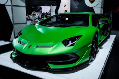 Abd. New York'ta. Manhattan. Haziran 2019: Otomobil show lüks ve egzotik spor arabalar