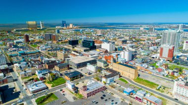 Atlantic City Boardwalk Ve Çelik İskelehavadan Görünümü. New Jersey'de. Abd.