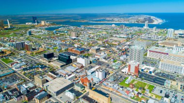 Atlantic City Boardwalk Ve Çelik İskelehavadan Görünümü. New Jersey'de. Abd.