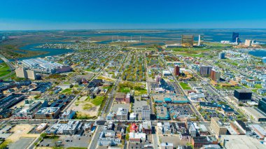 Atlantic City Boardwalk Ve Çelik İskelehavadan Görünümü. New Jersey'de. Abd.