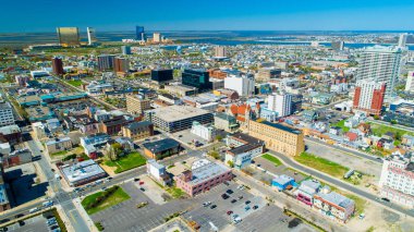 Atlantic City Boardwalk Ve Çelik İskelehavadan Görünümü. New Jersey'de. Abd.