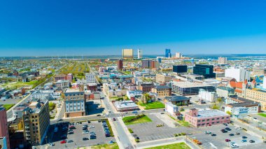 Atlantic City Boardwalk Ve Çelik İskelehavadan Görünümü. New Jersey'de. Abd.