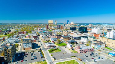Atlantic City Boardwalk Ve Çelik İskelehavadan Görünümü. New Jersey'de. Abd.