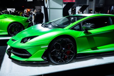 Abd. New York'ta. Manhattan. Haziran 2019: Otomobil show lüks ve egzotik spor arabalar