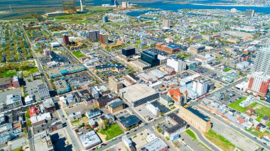 Atlantic City Boardwalk Ve Çelik İskelehavadan Görünümü. New Jersey'de. Abd.