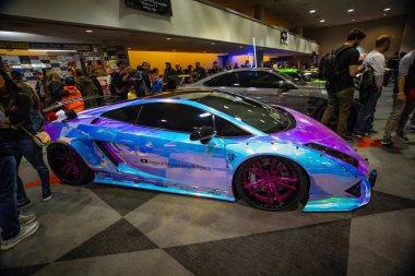 Abd. New York'ta. Manhattan. Haziran 2019: Otomobil show lüks ve egzotik spor arabalar