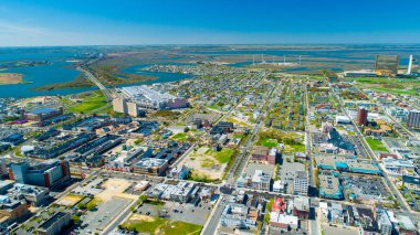 Atlantic City Boardwalk Ve Çelik İskelehavadan Görünümü. New Jersey'de. Abd.