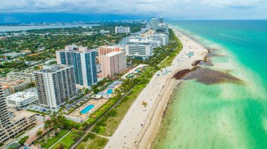 South Beach havadan görünümü, Bulutlu hava. Miami Sahili. Florida. Abd. 