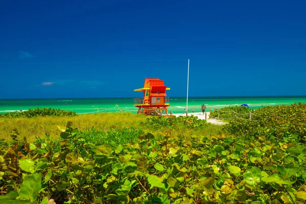 Wieża Ratownik Miami Beach Południowa Plaża Florida Usa — Zdjęcie stockowe