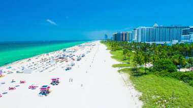 Miami Sahili'nin havadan görünümü. Güney Sahili. Florida. Abd. 
