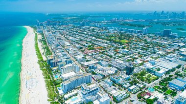 Miami Sahili'nin havadan görünümü. Güney Sahili. Florida. Abd. 