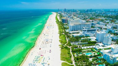 Miami Sahili'nin havadan görünümü. Güney Sahili. Florida. Abd. 