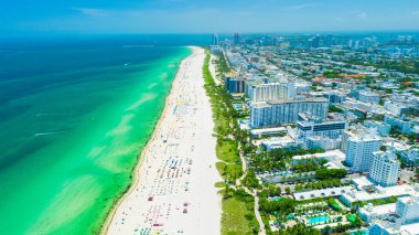 Miami Sahili'nin havadan görünümü. Güney Sahili. Florida. Abd. 