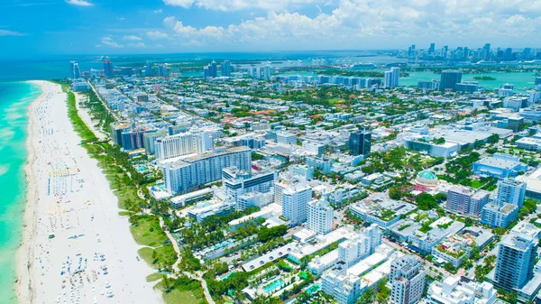 Cidade Vista Aérea Miami Beach South Beach Florida Estados Unidos — Fotografia de Stock