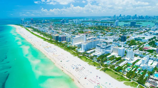 Vista Aérea Miami Beach South Beach Florida Estados Unidos Imagen de archivo