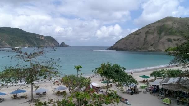 Letecké Záběry Ukazují Pohled Krásu Modré Pláže Ostrově Lombok Indonésie — Stock video