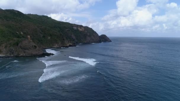 Luftaufnahmen Zeigen Ansicht Der Schönheit Blauer Strand Lombok Island Indonesien — Stockvideo