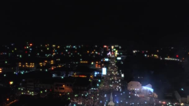 Ciudad Yogyakarta Noche Año Nuevo Celebración Imágenes Aéreas Vista Monumento — Vídeo de stock