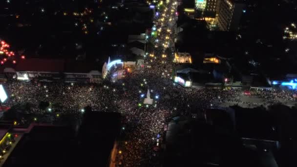 Krátké Letecké Záběry Pohled Orbitální Pohledem Yogyakarta Pomník Nebo Tugu — Stock video