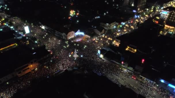 Vue Aérienne Monument Yogyakarta Tugu Jogja Nuit Pendant Célébration Nouvel — Video